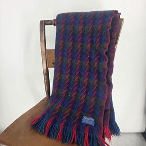 Vintage Pendleton Wool Throw Afghan Stadium Lap Blanket Red Tartan Plaid 54x68
